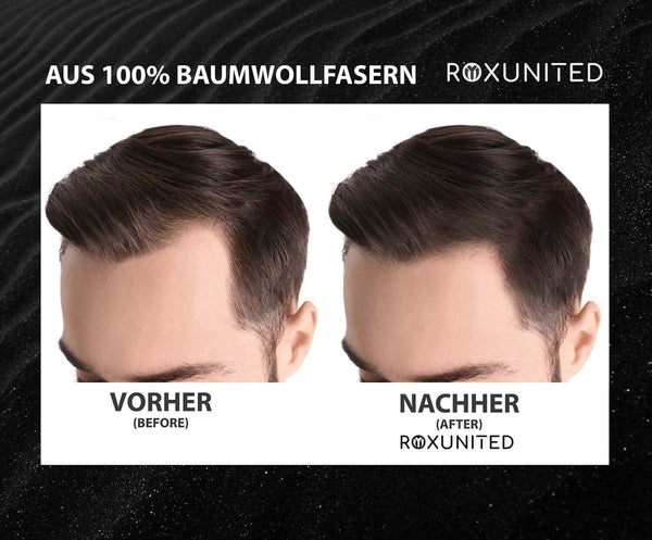 ROXUNITED Cosmetics Haarpuder / Streuhaar Premium zur Haarverdichtung 100% natürliche Baumwolle Männer & Frauen Schütthaar