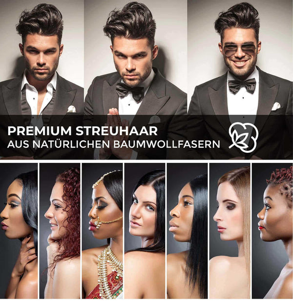 ROXUNITED Cosmetics Haarpuder / Streuhaar Premium zur Haarverdichtung 100% natürliche Baumwolle Männer & Frauen Schütthaar