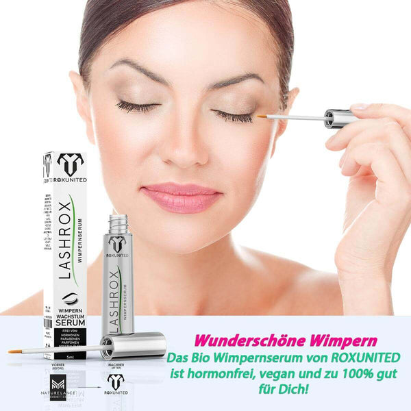 ROXUNITED Cosmetics LASHROX Wimpernserum ohne Hormone Wimpernwachstum Augenbrauenserum