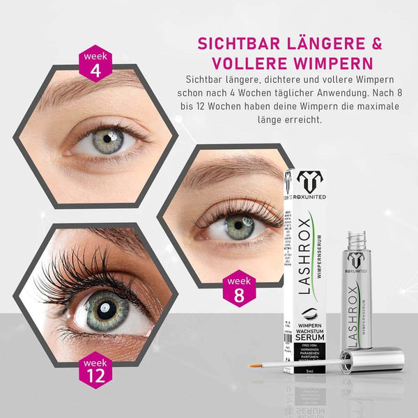 ROXUNITED Cosmetics LASHROX Wimpernserum ohne Hormone Wimpernwachstum Augenbrauenserum