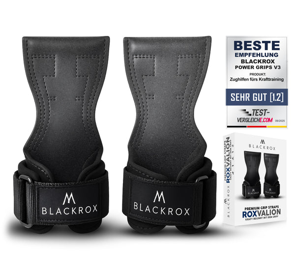 BLACKROX ROXVALION Power Grips – Premium Zughilfen mit rutschfester Spezialkautschuk