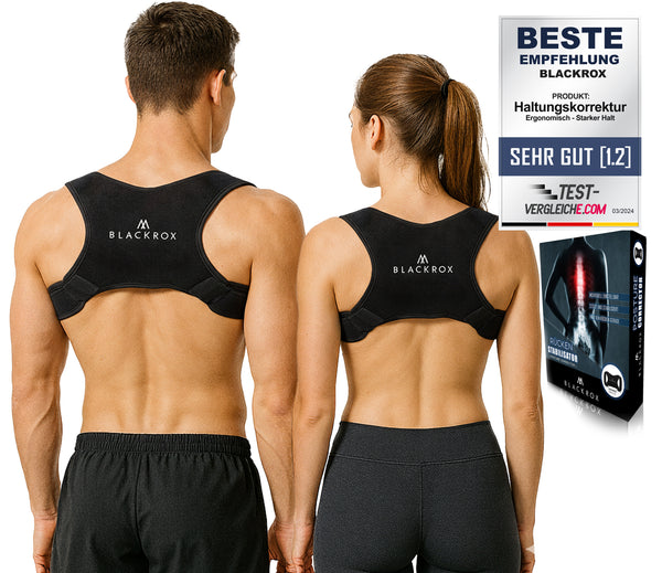 BLACKROX Rückenstabilisator Black Haltungskorrektur | Rücken Geradehalter Haltungstrainer Rückenstütze Posture Corrector