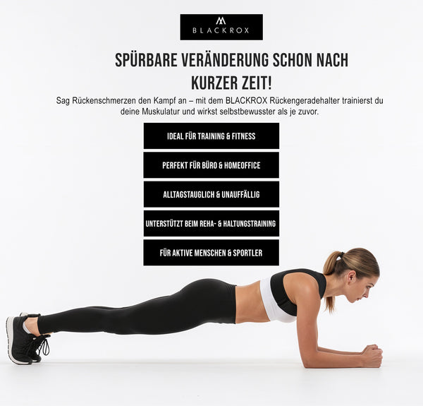 BLACKROX Rückenstabilisator Black Haltungskorrektur | Rücken Geradehalter Haltungstrainer Rückenstütze Posture Corrector
